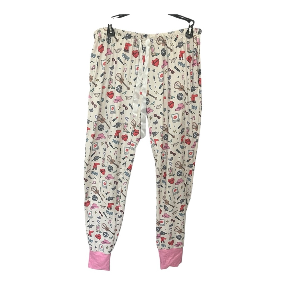 Shirley & Stone Taylor Swift Inspired Pajama Set Small Eras 1989 White Pink - Picture 4 of 16